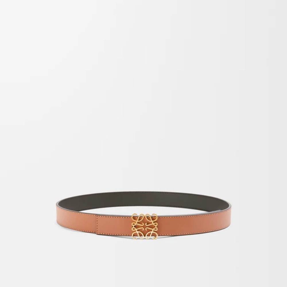 Loewe Reversible Anagram Leather Belt Tan Black Gold Size 85